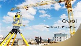  Presentation with theodolite surveying - Cool new presentation theme with geodesy - surveying measuring equipment theodolite transit backdrop and a light blue colored foreground