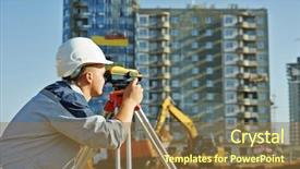 Presentation with theodolite surveying - Beautiful presentation theme featuring geodesy - surveyor builder worker with theodolite backdrop and a tawny brown colored foreground