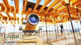  Presentation with surveyor - Slides featuring geodesy - surveyor equipment level theodolite outdoors background and a coral colored foreground