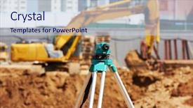  Presentation with surveyor - Audience pleasing presentation theme consisting of geodesy - surveyor equipment tacheometer or theodolite backdrop and a lemonade colored foreground