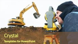  Presentation with construction site construction - Slides consisting of geodesy - surveyor worker make data collection background and a tawny brown colored foreground