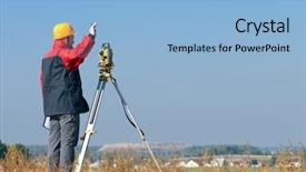 Presentation with surveyor - PPT layouts featuring geodesy - surveyor worker making measurement background and a light blue colored foreground