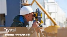  Presentation with surveyor - Amazing theme having geodesy - surveyor worker with theodolite backdrop and a coral colored foreground