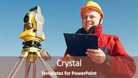  Presentation with surveyor - Audience pleasing PPT theme consisting of geodesy - surveyor worker with theodolite backdrop and a tawny brown colored foreground