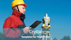  Presentation with theodolite - Amazing presentation design having geodesy - surveyor worker with theodolite backdrop and a teal colored foreground