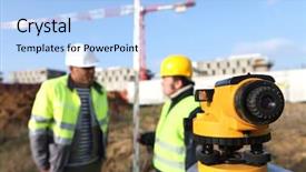  Presentation with geodesy - Audience pleasing presentation theme consisting of geodesy - surveyors on site backdrop and a light blue colored foreground