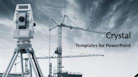  Presentation with instrument - Audience pleasing presentation theme consisting of geodesy instrument total-station backdrop and a light gray colored foreground