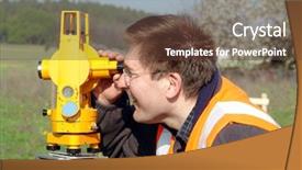  Presentation with measurement - Amazing slides having geodetic - closeup of geodesist taking measurement backdrop and a tawny brown colored foreground