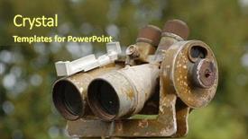  Presentation with finder - Slides consisting of geodetic engineering - range-finder old soviet artillery equipment background and a tawny brown colored foreground