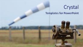  Presentation with finder - Presentation theme with geodetic engineering - range-finder old soviet artillery equipment background and a sky blue colored foreground