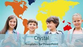  Presentation with composite - Beautiful presentation design featuring geographic location mobile - digital composite of kids backdrop and a light blue colored foreground