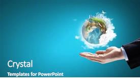  Presentation with hand holding earth - Amazing slide set having geography - close up of hand holding backdrop and a teal colored foreground