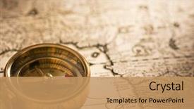  Presentation with compass map - Beautiful PPT theme featuring geography - compass on vintage map backdrop and a coral colored foreground