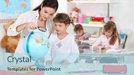  Presentation with nursery - Amazing slide deck having beautiful young woman eating a fresh red apple over a black background backdrop and a wine colored foreground