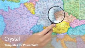  Presentation with magnifying glass - Cool new PPT layouts with geography - magnifying glass on a map backdrop and a coral colored foreground