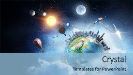  Presentation with universe - Theme having geography - our unique universe background and a light blue colored foreground