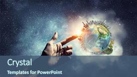  Presentation with universe - PPT theme with geography - our unique universe background and a ocean colored foreground