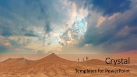  Presentation with geography land - Presentation theme enhanced with geography - people walks on hills background and a coral colored foreground