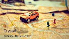  Presentation with geography - Audience pleasing presentation consisting of geography - travel concept - small toy backdrop and a yellow colored foreground