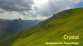  Presentation with rain fall - Presentation consisting of hiking rough wild - alpine landscape with rain starting background and a tawny brown colored foreground