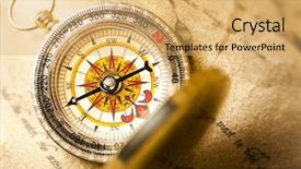 Presentation with compass map - Presentation featuring geography india north east - brass compass on a map background and a yellow colored foreground