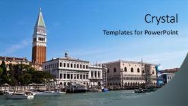  Presentation with geography - Colorful PPT theme enhanced with geography italian - beautiful city of venice backdrop and a light blue colored foreground