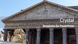  Presentation with old building britain gif - PPT theme featuring geography italian - italy rome pantheon with fountain background and a dark gray colored foreground