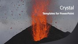  Presentation with molten - Cool new PPT theme with geography italian - molten lava erupts from stromboli backdrop and a gray colored foreground