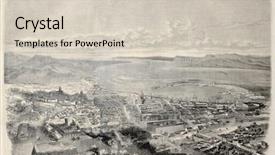  Presentation with strait - Beautiful slide deck featuring geography italian - view of messina the town backdrop and a soft green colored foreground