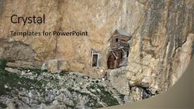  Presentation with path - PPT theme enhanced with geography mountains - high mountain path background and a coral colored foreground