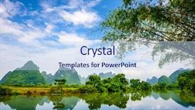  Presentation with china - PPT theme consisting of geography mountains - karst mountain landscape in guilin background and a sky blue colored foreground