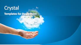  Presentation with earth pollution - Presentation design consisting of geography pollution - close up of hand holding background and a  colored foreground