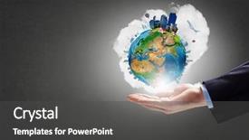  Presentation with earth pollution - Presentation theme consisting of geography pollution - close up of hand holding background and a  colored foreground