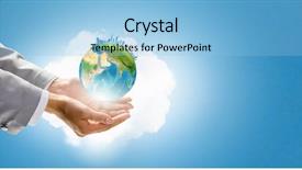  Presentation with earth pollution - Slide deck enhanced with geography pollution - close up of hand holding background and a  colored foreground