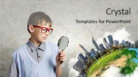  Presentation with nasa - Slide set enhanced with geography pollution - cute school boy examining objects background and a light gray colored foreground