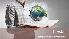  Presentation with indian book designs - Beautiful theme featuring geography pollution - guy with red book backdrop and a coral colored foreground