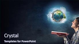  Presentation with book - Slide set having geography pollution - guy with red book background and a  colored foreground