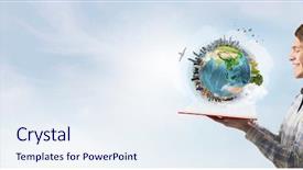  Presentation with love of book - Presentation theme consisting of geography pollution - guy with red book background and a sky blue colored foreground