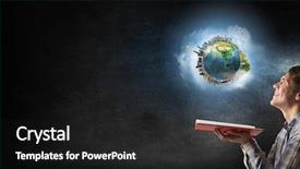  Presentation with geography - Slide set with geography pollution - young man with opened book background and a dark gray colored foreground