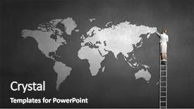 Presentation with geography - Beautiful presentation design featuring geography project - back view of businesswoman standing backdrop and a dark gray colored foreground