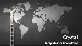  Presentation with geography - Slide deck with geography project - back view of businesswoman standing background and a dark gray colored foreground