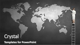  Presentation with geography - PPT theme consisting of geography project - back view of businesswoman standing background and a dark gray colored foreground