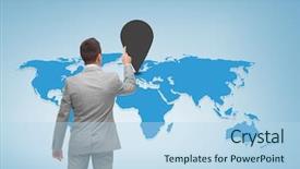  Presentation with blue business - Presentation theme consisting of geolocation - business people and location concept background and a  colored foreground