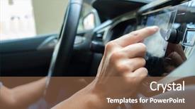  Presentation with navigation - PPT theme having geolocation - closeup of a young caucasian background and a coral colored foreground