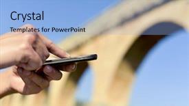  Presentation with young - Presentation design featuring geolocation - closeup of a young caucasian background and a light blue colored foreground