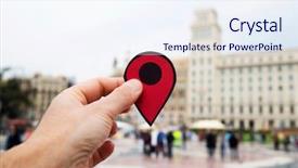  Presentation with marker - Slide deck with geolocation - closeup of the hand background and a  colored foreground