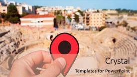  Presentation with amphitheater - Cool new theme with geolocation - closeup of the hand backdrop and a coral colored foreground