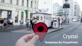  Presentation with checkpoint - Cool new theme with geolocation - closeup of the hand backdrop and a  colored foreground