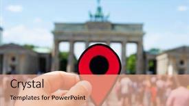  Presentation with popular - Slide set featuring geolocation - closeup of the hand background and a  colored foreground