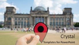  Presentation with marker - Slide set consisting of geolocation - closeup of the hand background and a soft green colored foreground